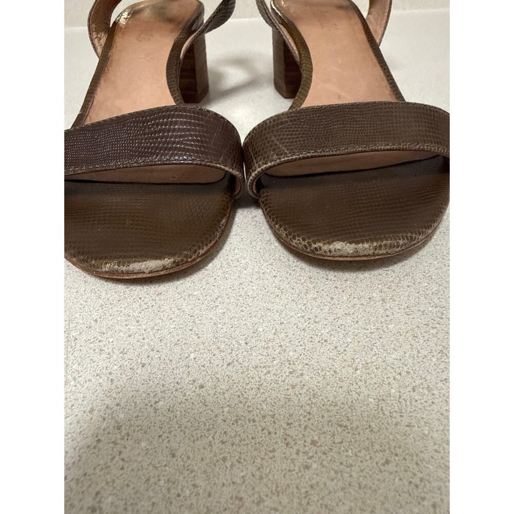 Madewell The Alice Safari Brown Leather Snakeskin Open Toe Sandal Heels Size 7.5 - Picture 3 of 8